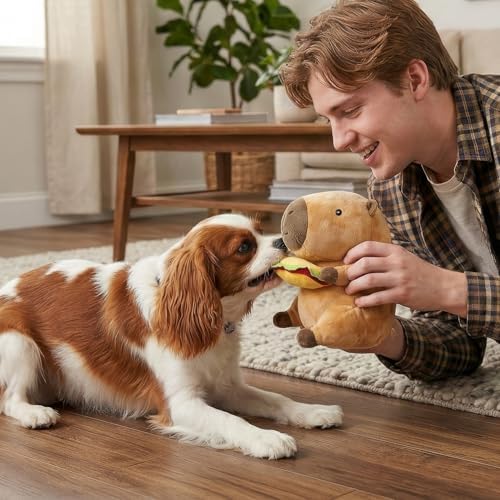 SPOT Capybara with Taco Plush Dog Toy, Soft Stuffed Squeaky & Crinkle Toy for Calm and Gentle Play, Adorable Capybara, for Light Chewers and Small Dogs, 8 Inch