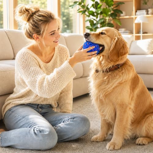 Interactive Dog Ball, Automatic Rolling and Bouncing Toys, Blue