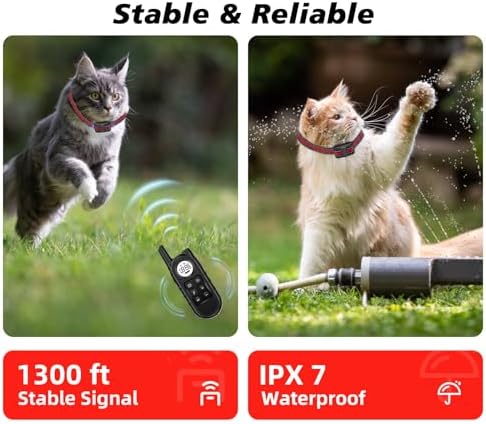 Tiniest Cat Shock Collar, Lightest Cat Training Collar with Remote for Small Cats 5-15lbs & Medium Large Cats/Puppies, Waterproof, Rechargeable, 1300ft Range(Red)