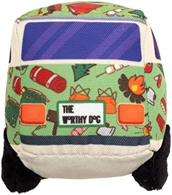 The Worthy Dog Icons Pattern Tough Plush Squeaky Dog Toy, Happy Camper