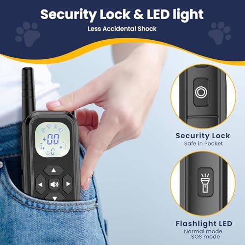 Wireless Dog Fence, Electric Fence for Dogs,Training Collar with Remote Control 3800FT Range, Portable Dog Perimeter Collar with 3 Training Mode Flash Light & Waterproof Upgrade Black 1 Pack