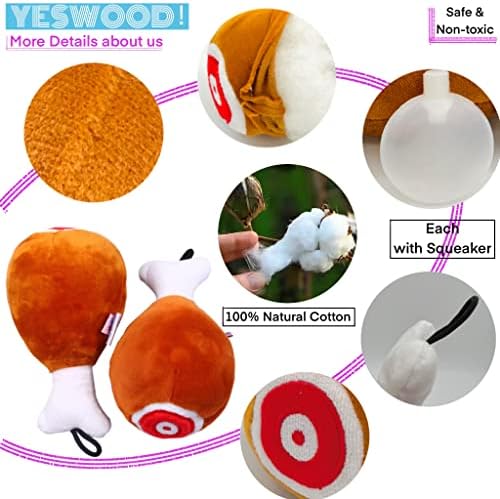 YESWOOD! Turkey Leg Dog Toy,3-Pack Stuffed Squeaky Chicken Leg Drumstick