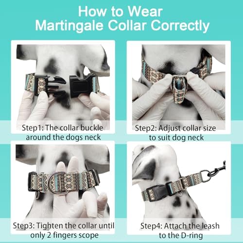 Martingale Dog Collar with Buckle Tribal Design Adjustable Escape Proof Pet Collars (Aztec, Medium)