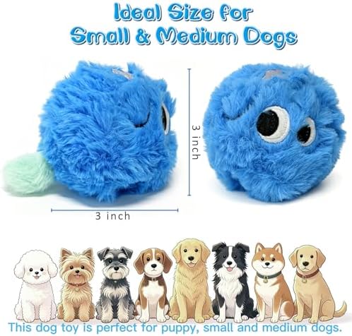 Squeaky Plush Ball Dog Toys for Small Medium Dogs, 3'' Soft Fuzz Ball