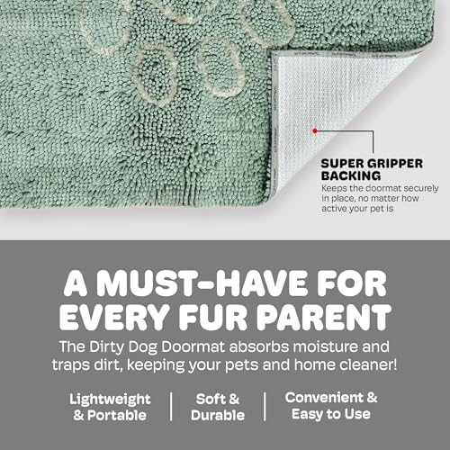Dog Gone Smart Dirty Dog Doormat - Fast Drying Rug with Super Gripper Backing for Clean Floors - Super Absorbent and Machine Washable Mat for Muddy Paws - Pacific Blue | Super Gripper Backing for Clean Floors - Absorbent Microfiber and Machine Washable...