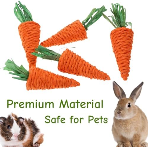 5 PCS Carrot Chew Toy, Rope Teething Pet Toy for Rabbits, Hamsters, Guinea Pigs, Puppies and Other Small Animals