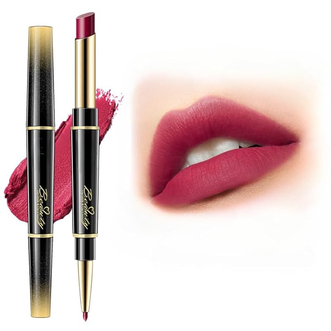 Double Head Lipstick and Lip Liner - Long-lasting Makeup - Waterproof Daily Glamour Makeup (4#berry red)