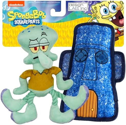 SpongeBob SquarePants, Squeaky Plush Dog Toys, Squidward & Tiki, 2-Pack