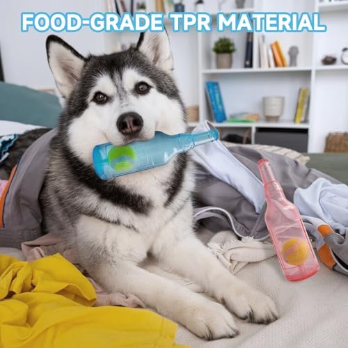 Water Bottle Dog Toy,Dog Toys for Aggressive Chewers,Water Bottle with Tennis Ball,Suitable for Small and Medium Pets to Exercise Outdoors(Blue)