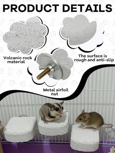 Lava Ledges for Rats 6 Pack Hamster Climbing Ledge Platform Pumice Ledge Shelf Pet Chewing Grinding Toys Small Animals Cage Accessories for Mouse Guinea Pig Gerbil Gray