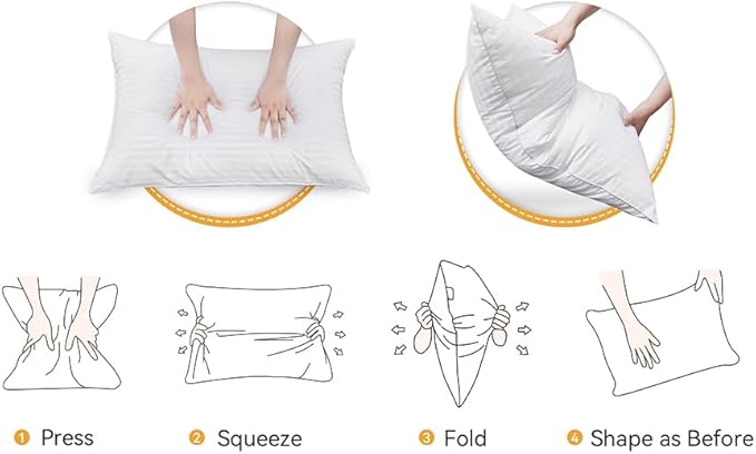 Oubonun King Size Pillows Set of 2, 20 x 36 Inch | Fluffy & Supportive Down Alternative Pillows with Zippered Cotton Cover - Breathable and Cool for All Sleeping Positions