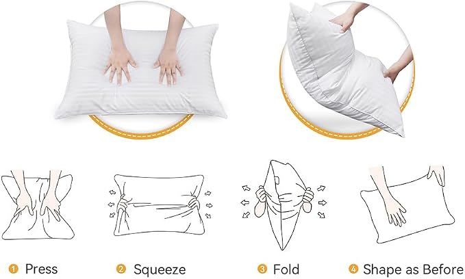Oubonun Queen Size Pillows Set of 2, 20 x 30 Inch | Fluffy & Supportive Down Alternative Pillows with Zippered Cotton Cover - Breathable and Cool for All Sleeping Positions