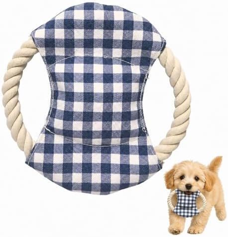 Dog Cute Frisbees Cotton Rope Toys Flying Discs for small dogs/puppy, Teething Clean, Soft Polyester Squeaker Toy for Training,Throwing and Interacting for Anti Boredom & Anxiety, Easy to Clean (blue)