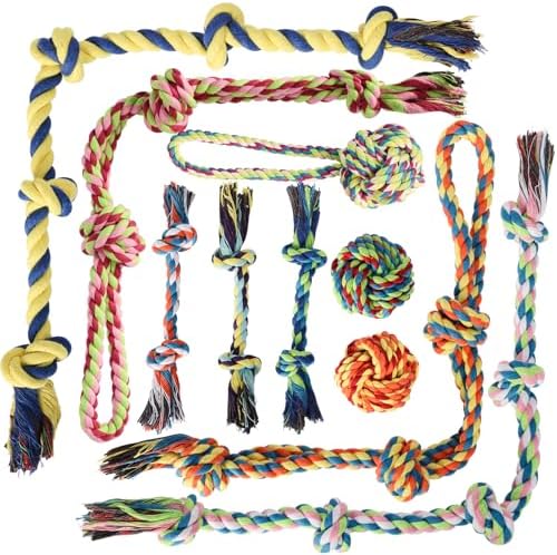 Aitmexcn Dog Rope Toys,10 Pack Cotton Chew Tug Toys for Small Medium Dogs
