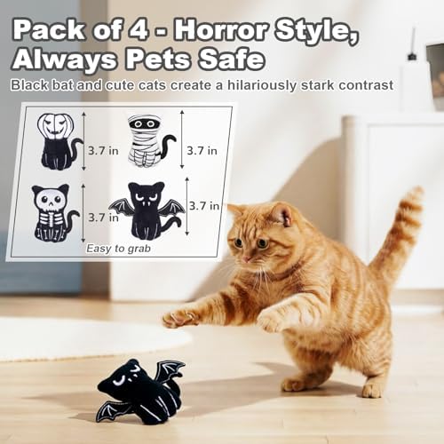 Retro Shaw Catnip Cat Toys, Horror Goth Cat Toy for Indoor Cats Kitty, 4PCS