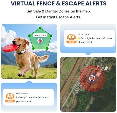 DBDD GPS Dog Tracker with Subscription,Virtual Fence&Health Monitor,IP67,WH