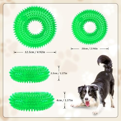 Andiker Squeaky Dog Toy, Safe TPR Chewable Dog Toys for Teeth Grinding&Cleaning Dog Fetch Toys for Enhancing Interactivity Outdoor Suitable for All Dog Sizes Puppy’s and Dogs (Small Green)