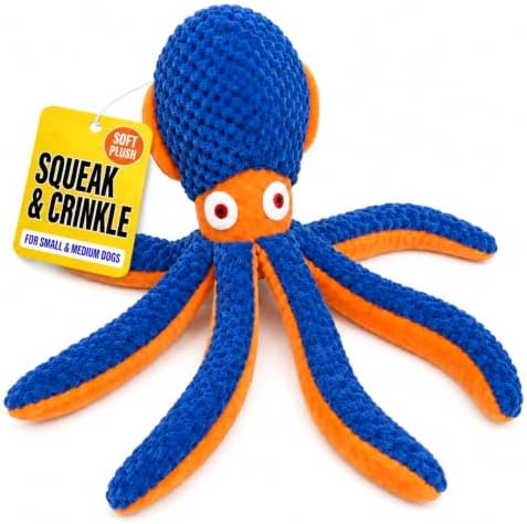 Octopus Dog Toy, Squeaky Crinkle Plush Toy for Small & Medium Dogs
