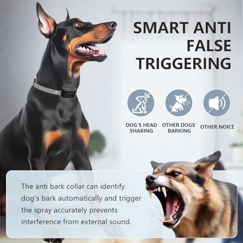 Citronella Dog Bark Collar, Anti Bark Collar with 3 Adjustable Spray & Sensitivity Level [1 Citronella Spray Refill] Automatic No Shock Dog Barking Collar for Small Medium Large Dogs, Grey