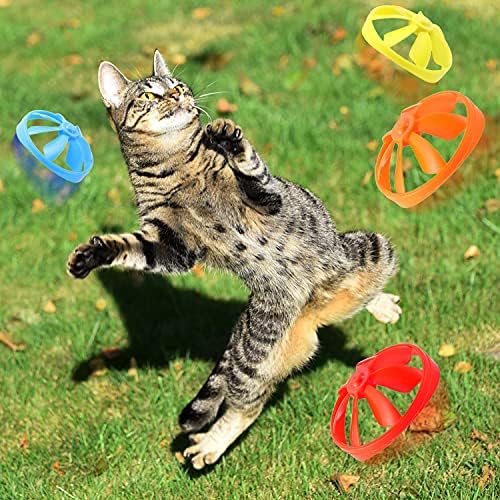 Sumind 15 Pieces Cat Fetch Toys Colorful Flying Propellers Flying Cat Toy
