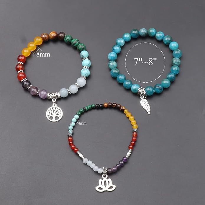 UEUC Tree of Life Yoga Healing Stone Bracelets,Multilayer Lotus Chakra Stone Reiki Bracelet Sets,Anxiety Crystal Natural Stone,for Women Stress Relief