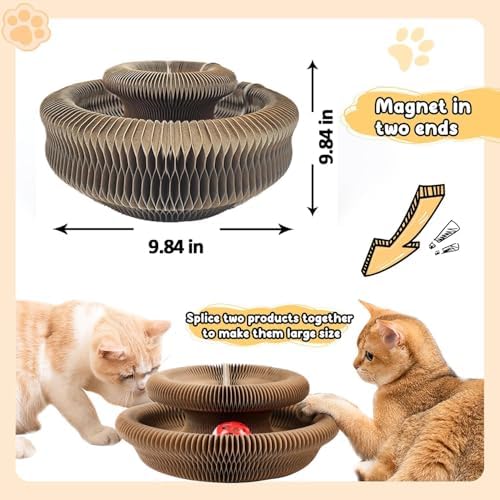 2-Pack Upgraded Kitty Curls Cat Scratcher, Magnetic Multi Shape Twisty Paws Cat Toy with Play Ball, Interactive Cats Toys for Indoor, Flexible Scratcher for Protection Furniture