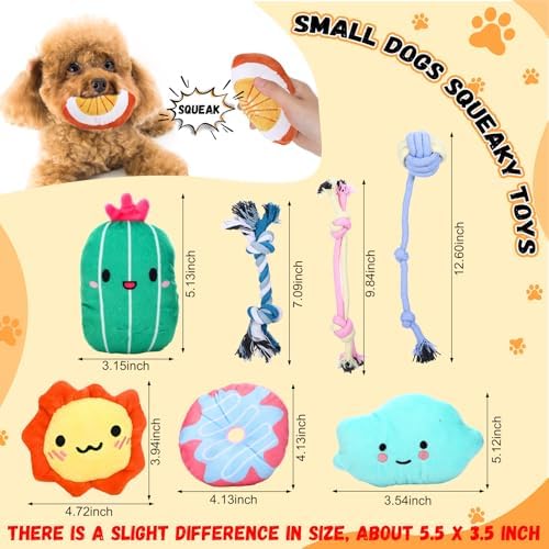 Hungdao 80 Pcs Dog Squeaky Toys Bulk for Small Dogs, Plush Rope Set