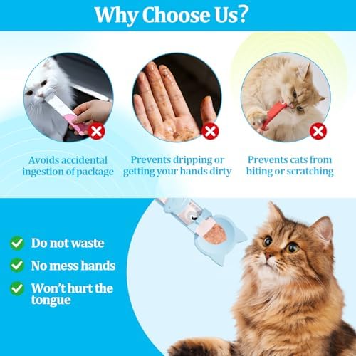 Cat Treat Spoon Squeeze,2 PCS Cat Strip Feeder Spoon,Easy Feeding Spoon for Licky Treats,Multi-Function Cats Treat Feeder,Cat Food Spoon
