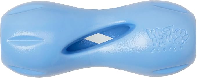 WEST PAW Qwizl Durable Zogoflex Dog Puzzle Toy for Mental Stimulation, and Enrichment - Treat Dispensing for Bully Sticks and Dental Sticks - Dishwasher Safe - Made in USA - Large - Periwinkle