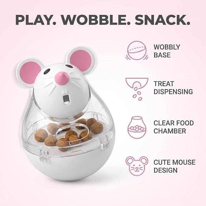 Beige Interactive Cat Toy, Mouse Shape Treat Dispenser, Food Storage Holder for Indoor Cats and Kittens, Cat Mice and Animals Toys for Pet Increases IQ Interactive & Food Dispensing
