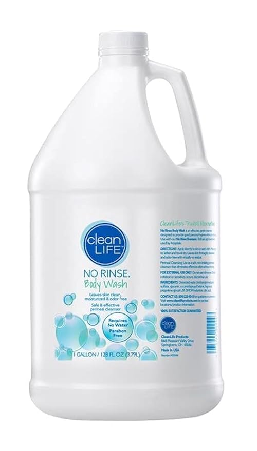 No-Rinse Body Wash (1 Gallon) - Leaves Skin Clean, Moisturized and Odor-Free, Rinse-Free Formula