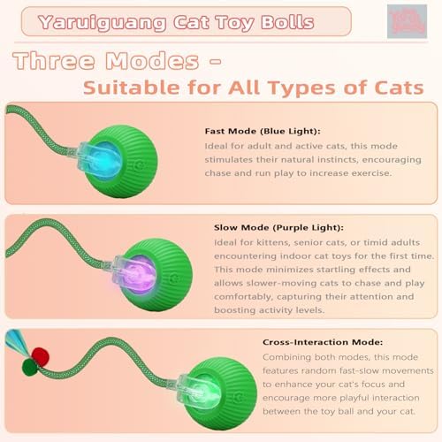 Smart Cat Ball Toy, Interactive & Rechargeable for Daily Play | moving cat toy|interactive dog toys|Adjustable sound level|300 mA high-capacity battery