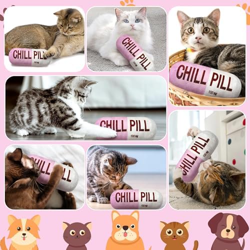 CUweipeng Funny Chill Pill Dog Plush Toy Cat Interactive Squeaky Pet Toy