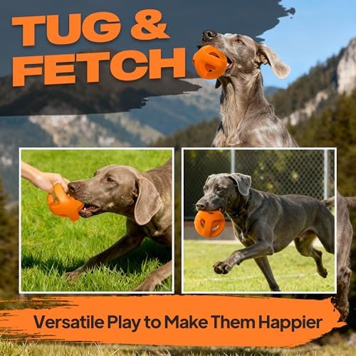 Fida Natural Rubber Dog Balls for Aggressive Chewers, Durable Dog Chew Toys for Large Dogs, Interactive Fetch & Tug of War Toys for Medium Large Breed Non-Toxic Dish Washable,4.5 * 4.5"