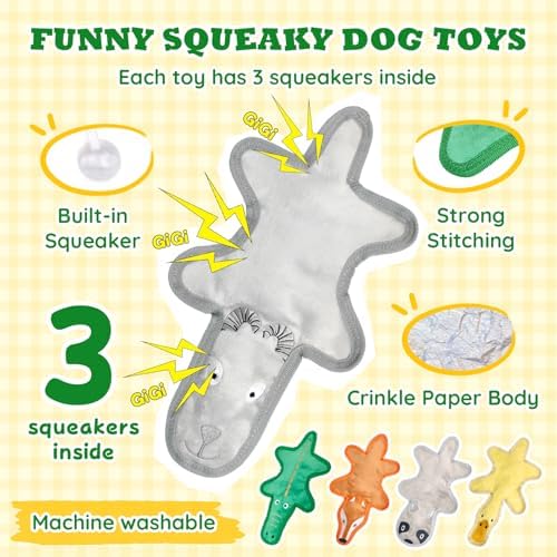 No Stuffing Dog Squeaky Toys, 1 PCS Tough Durable Plush Chew Toy for Boredom and Teething, Interactive Dog Toys for Small Medium Large Dogs to Keep Them Busy (Sheep)