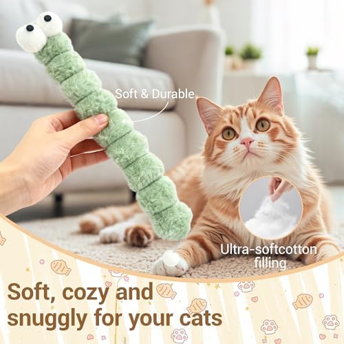 Cat Toys Pillows 3 Pack, 13” Cat Kicker Toys with Catnip Inside, Durable Interactive Cat Toys for Indoor Cats, Soft Kick Sticks for Exercise & Play