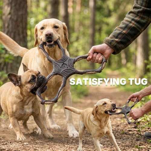 3 Way Doy Toys, Dog Tug Toy for Multiple Dogs, Dog Chew Toys, Black