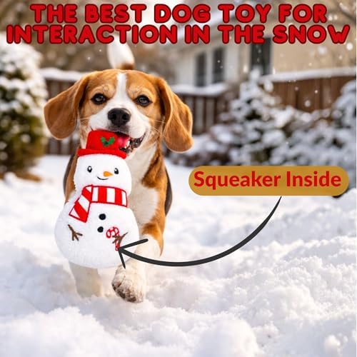 Plush Dog Toy with Squeaker – Snowman | Soft Squeaky Dog Toy for Puppies, Small and Medium Dogs | Machine Washable