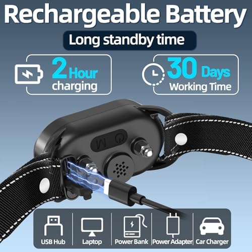 Dog Bark Collar for Large Medium Small Dogs,Smart Anti Barking Training Rechargeable Collar Device for Dogs with 4 Training Modes,8 Adjustable Sensitivity,IP67 Waterproof,3Pack