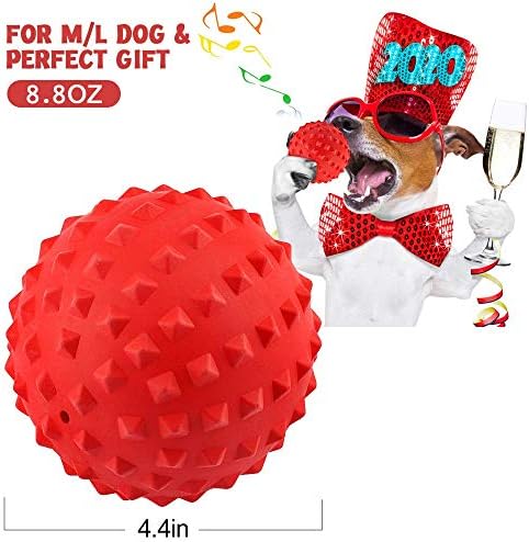 RHL Dog Squeaky Toys for Aggressive chewers Large Breed Balls Interactive Ball Toy Almost Indestructible Tough Durable Stick Medium Small Dogs Puppy Chew with Non-Toxic Natural Rubber