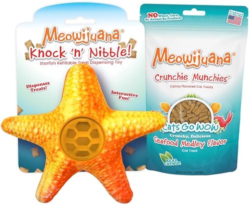 Meowijuana Knock 'n' Nibble Toy & Treat Bundle | Starfish & Seafood