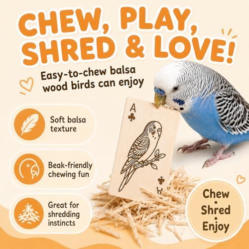Natural Balsa Wood Bird Chew Toy 13 Count, Shredding Toy for Bird