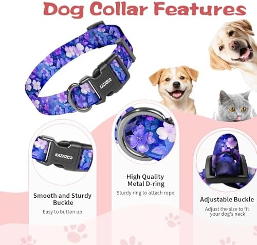 Puppy Dog Collar & Hands-Free Dog Leash Adjustable Length 5-8 Ft Adjustable Nylon Collar with Quick-Release Buckle