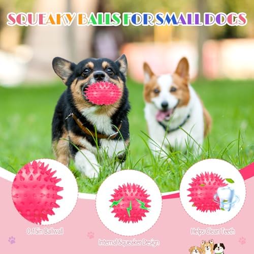 12 Pcs 2.56" Light up Squeaky Dog Balls LED Spiky Dog Toys Ball Durable Interactive Glow Fetch Balls Puppy Chew Toys for Small Medium Pet Clean Teeth