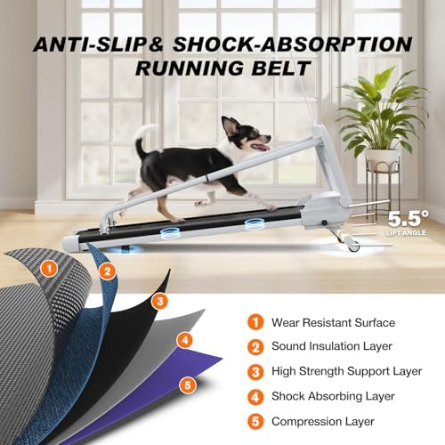 Dog Treadmill for Small/Medium Pets - Quiet Smart Pacer Treadmill, Indoor Fitness Machine with LED Display, 220LBS Capacity, Foldable Design & 0.5-6.5mph Speed