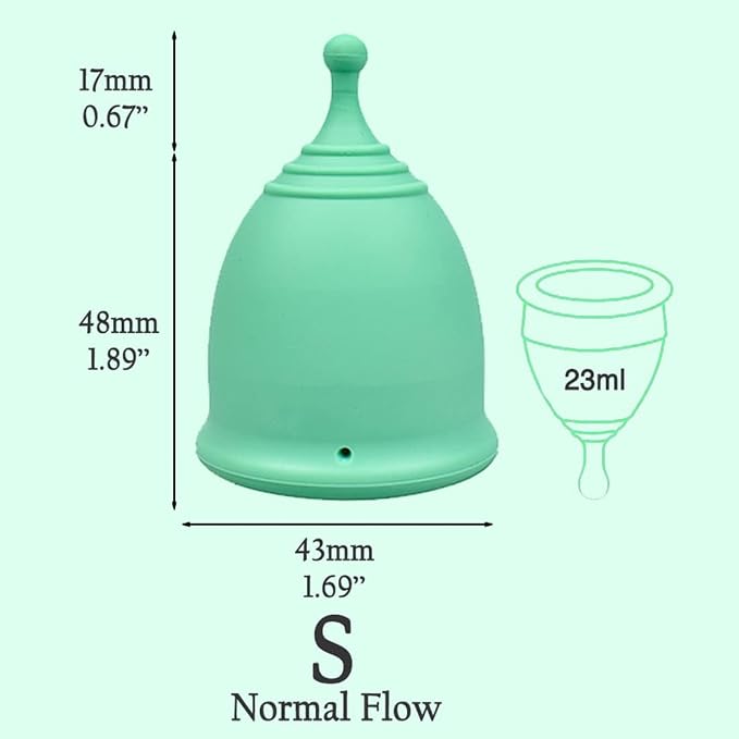 SHORDY Menstrual Cups - Small Reusable Period Cup for Teens & Women (Green) | Light flow, 100% medical grade silicone, 12 hr comfort, Disc & tampon alternative, Feminine care, Copa menstrual para mujer