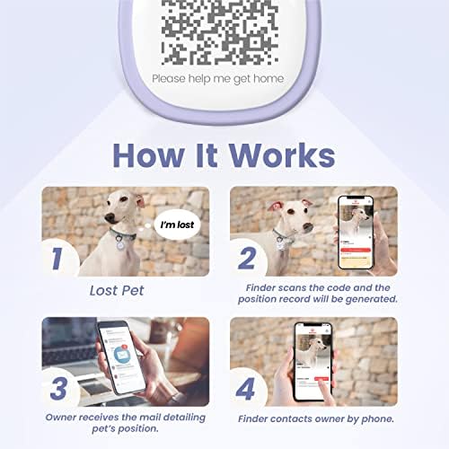 Pawaii Dog ID Tag, Silent Silicone QR Code Tag, Scan Alerts, No App, 1 Pack