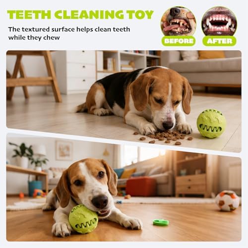 Dog Balls 2Pack Treat Dispensing Toys for Medium & Large Breeds, 3inch / 7.5cm Natural Rubber Dog Puzzle Toy Slow Feeder for Mental Stimulation, Anxiety Relief & Interactive Play