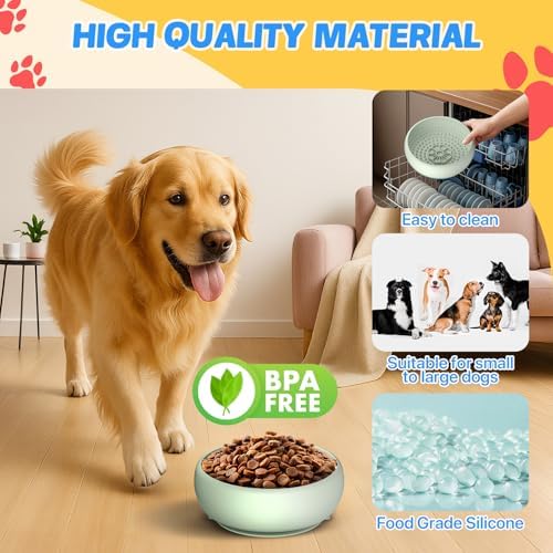 2 Pack Dog Lick Bowl, Slow Feeder Licking Bowl(Green)