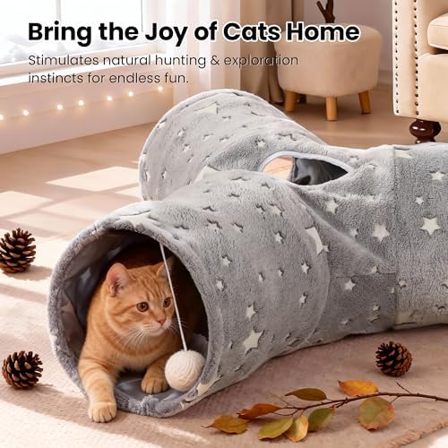 Tempcore 3-Way Cat Tunnel Toy, Collapsible, Self-Luminous Tube for Cats